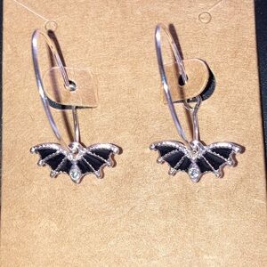 Small hoop, rhinestone bat earring